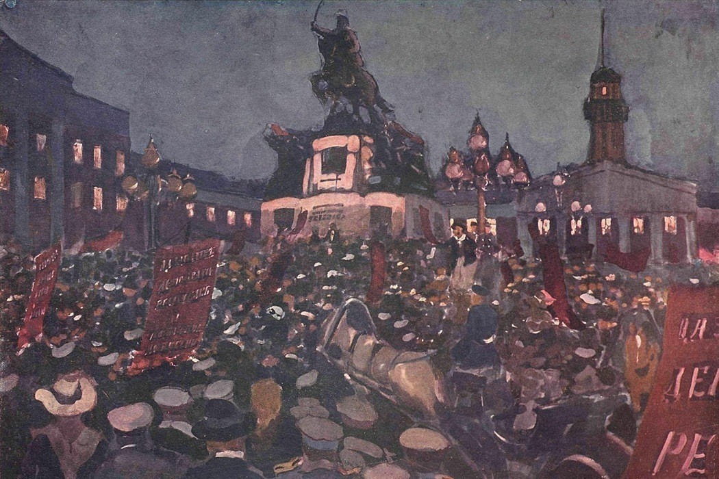 âSkobelev Square during the February Revolutionâ, Aleksandr Gerasimov
